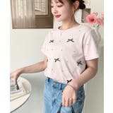 バックハートカットリボンビジュー半袖Tシャツ | moment+ | 詳細画像21 
