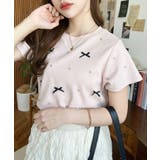 バックハートカットリボンビジュー半袖Tシャツ | moment+ | 詳細画像24 