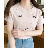 バックハートカットリボンビジュー半袖Tシャツ | moment+ | 詳細画像25 