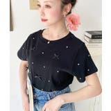 バックハートカットリボンビジュー半袖Tシャツ | moment+ | 詳細画像33 