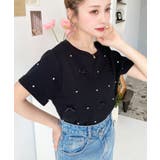 バックハートカットリボンビジュー半袖Tシャツ | moment+ | 詳細画像34 