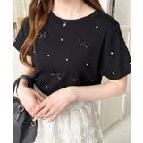 バックハートカットリボンビジュー半袖Tシャツ | moment+ | 詳細画像35 