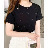 バックハートカットリボンビジュー半袖Tシャツ | moment+ | 詳細画像37 