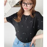 バックハートカットリボンビジュー半袖Tシャツ | moment+ | 詳細画像39 