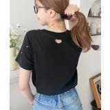 バックハートカットリボンビジュー半袖Tシャツ | moment+ | 詳細画像42 