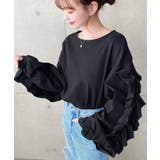  ボリュームフリルスリーブロングTシャツ 綿100%天竺.  | moment+ | 詳細画像11 