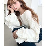  ボリュームフリルスリーブロングTシャツ 綿100%天竺.  | moment+ | 詳細画像2 