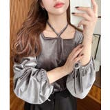 シャイニーベロアスクエアホルターボリュームスリーブプルオーバー | moment+ | 詳細画像12 