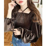 シャイニーベロアスクエアホルターボリュームスリーブプルオーバー | moment+ | 詳細画像18 