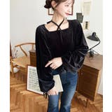 シャイニーベロアスクエアホルターボリュームスリーブプルオーバー | moment+ | 詳細画像27 