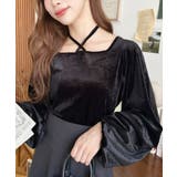 シャイニーベロアスクエアホルターボリュームスリーブプルオーバー | moment+ | 詳細画像32 