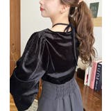 シャイニーベロアスクエアホルターボリュームスリーブプルオーバー | moment+ | 詳細画像34 