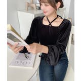 シャイニーベロアスクエアホルターボリュームスリーブプルオーバー | moment+ | 詳細画像35 