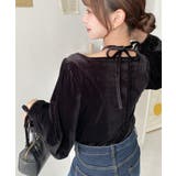 シャイニーベロアスクエアホルターボリュームスリーブプルオーバー | moment+ | 詳細画像37 