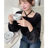 シャイニーベロアスクエアホルターボリュームスリーブプルオーバー | moment+ | 詳細画像38 