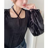 シャイニーベロアスクエアホルターボリュームスリーブプルオーバー | moment+ | 詳細画像39 