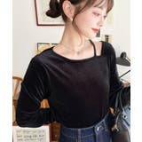 シャイニーベロアアシンメトリーネックトップス | moment+ | 詳細画像11