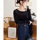 シャイニーベロアアシンメトリーネックトップス | moment+ | 詳細画像12