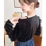 シャイニーベロアアシンメトリーネックトップス | moment+ | 詳細画像15