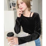 シャイニーベロアアシンメトリーネックトップス | moment+ | 詳細画像18