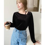 シャイニーベロアアシンメトリーネックトップス | moment+ | 詳細画像19