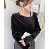 シャイニーベロアアシンメトリーネックトップス | moment+ | 詳細画像22