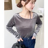 シャイニーベロアアシンメトリーネックトップス | moment+ | 詳細画像32