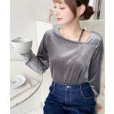 シャイニーベロアアシンメトリーネックトップス | moment+ | 詳細画像33