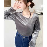 シャイニーベロアアシンメトリーネックトップス | moment+ | 詳細画像34