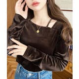 シャイニーベロアアシンメトリーネックトップス | moment+ | 詳細画像41