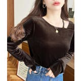 シャイニーベロアアシンメトリーネックトップス | moment+ | 詳細画像44