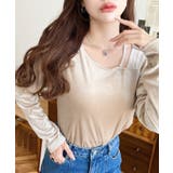 シャイニーベロアアシンメトリーネックトップス | moment+ | 詳細画像51