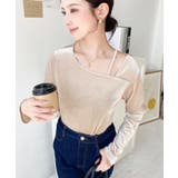 シャイニーベロアアシンメトリーネックトップス | moment+ | 詳細画像56