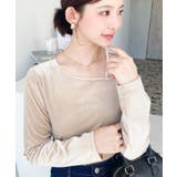 シャイニーベロアアシンメトリーネックトップス | moment+ | 詳細画像57