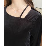 シャイニーベロアアシンメトリーネックトップス | moment+ | 詳細画像8