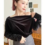 オフショルドレープシャイニーベロアプルオーバー(ドレープネック ドレープカットソ… | moment+ | 詳細画像12 