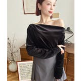 オフショルドレープシャイニーベロアプルオーバー(ドレープネック ドレープカットソ… | moment+ | 詳細画像14 