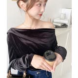 オフショルドレープシャイニーベロアプルオーバー(ドレープネック ドレープカットソ… | moment+ | 詳細画像18 