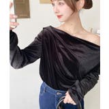 オフショルドレープシャイニーベロアプルオーバー(ドレープネック ドレープカットソ… | moment+ | 詳細画像19 