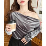 オフショルドレープシャイニーベロアプルオーバー(ドレープネック ドレープカットソ… | moment+ | 詳細画像22 