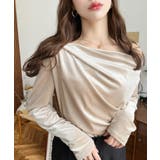 オフショルドレープシャイニーベロアプルオーバー(ドレープネック ドレープカットソ… | moment+ | 詳細画像44 