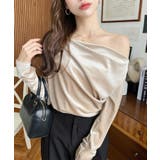 オフショルドレープシャイニーベロアプルオーバー(ドレープネック ドレープカットソ… | moment+ | 詳細画像45 