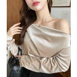 オフショルドレープシャイニーベロアプルオーバー(ドレープネック ドレープカットソ… | moment+ | 詳細画像47 