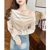 オフショルドレープシャイニーベロアプルオーバー(ドレープネック ドレープカットソ… | moment+ | 詳細画像54 