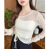 アシンメトリードロスト長袖ストレッチレーストップス | moment+ | 詳細画像14