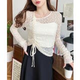 アシンメトリードロスト長袖ストレッチレーストップス | moment+ | 詳細画像15