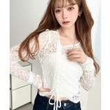 アシンメトリードロスト長袖ストレッチレーストップス | moment+ | 詳細画像3