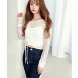 アシンメトリードロスト長袖ストレッチレーストップス | moment+ | 詳細画像5