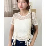 ドロスト半袖ストレッチレーストップス | moment+ | 詳細画像25 