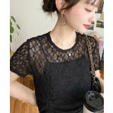 ドロスト半袖ストレッチレーストップス | moment+ | 詳細画像31 